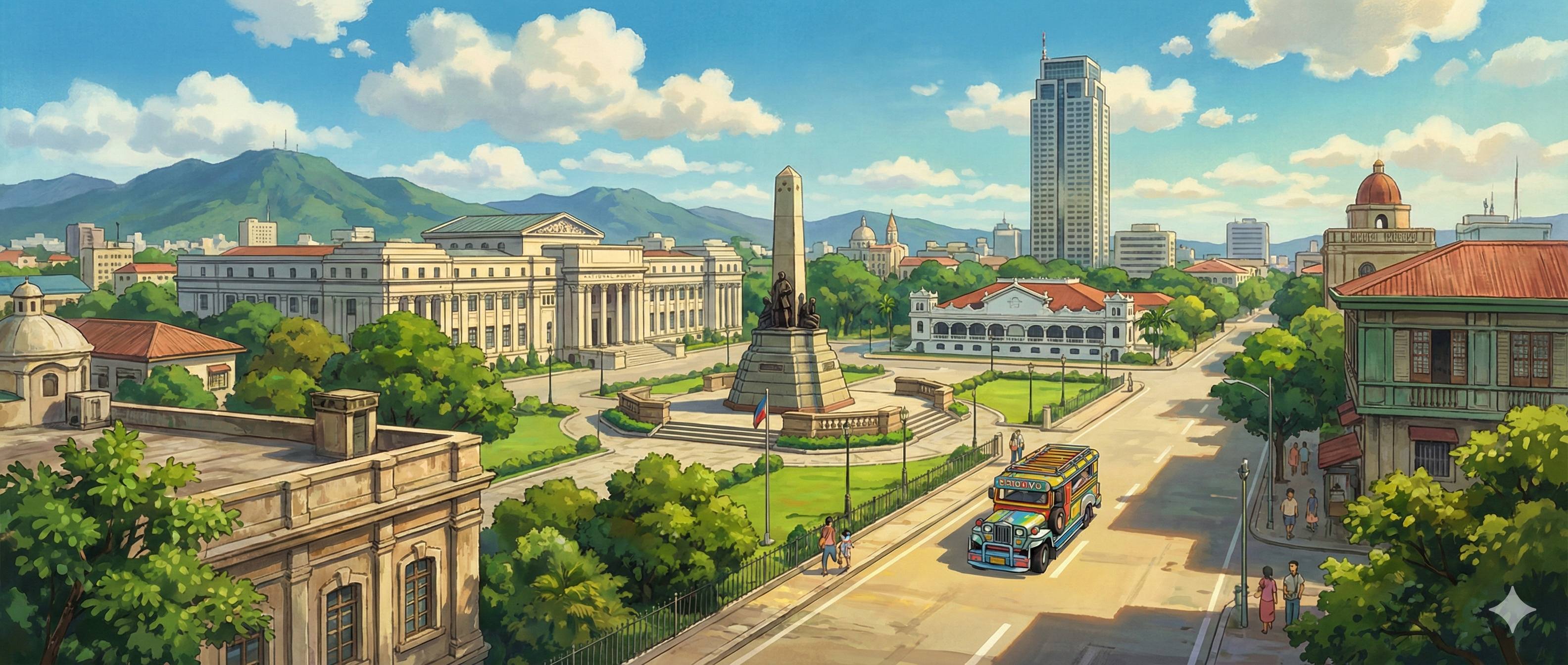 Philippine Landscape with Rizal Monument